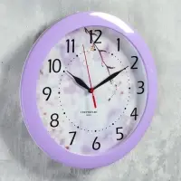 Часы настенные, серия: Цветы, &laquo;Цветущее дерево&raquo;, плавный ход, d=29 см, сиреневый обод