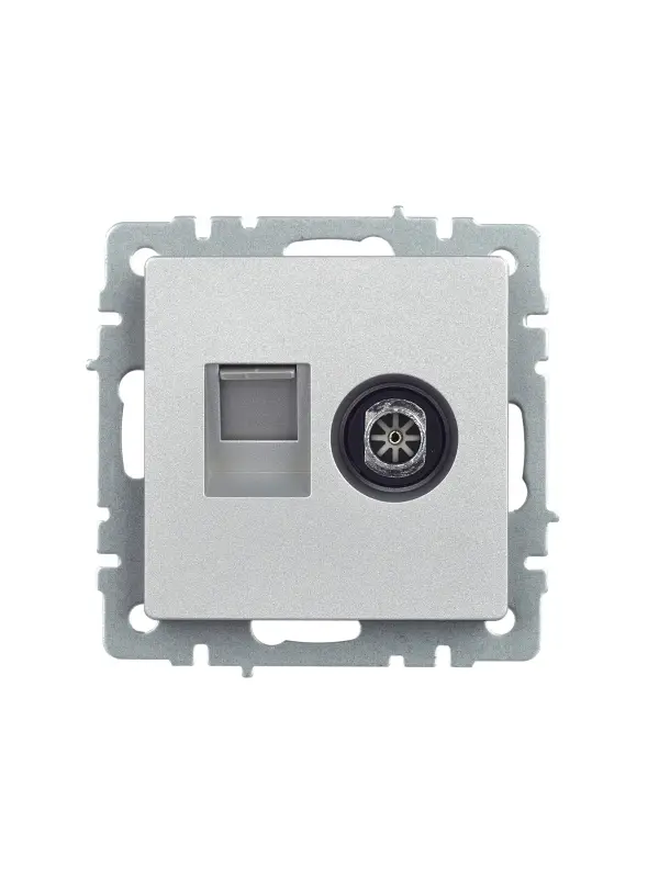 BRITE Розетка двойная TV+RJ45 кат.5E РТВ/РК12-БрА алюминий