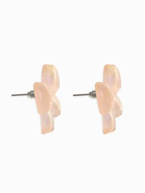 Серьги пластик "Бантик" перламутровый, цвет бежевый