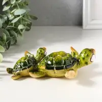 Сувенир полистоун лак "Черепаха с черепашонком" зелёный 15,8х11,8х5 см