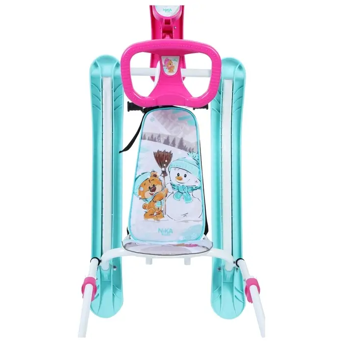 Снегокат Twiny 2+ «Забаваные медвежата», TW2+/ЗМ, с родительской ручкой, со спинкой и ремнём безопасности