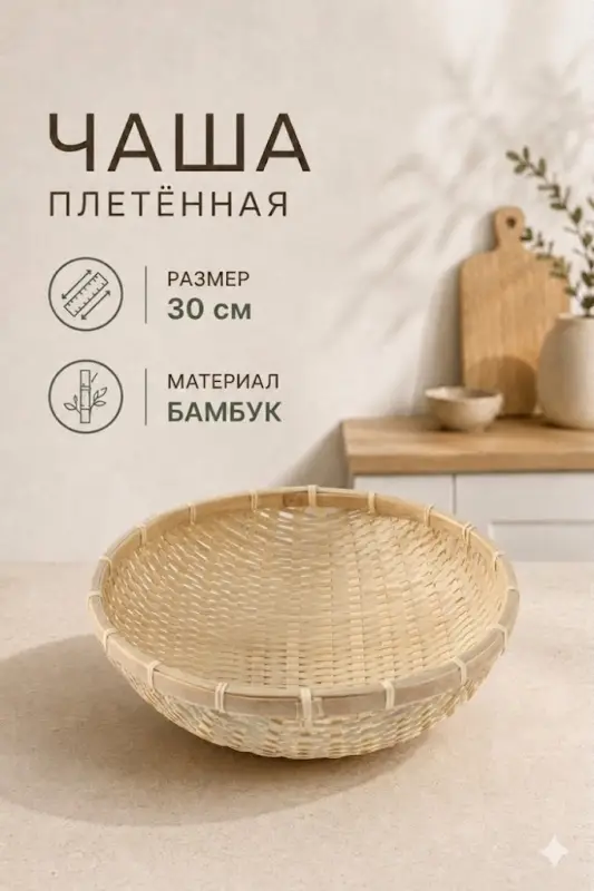 Чаша плетёная, 30 см, бамбук