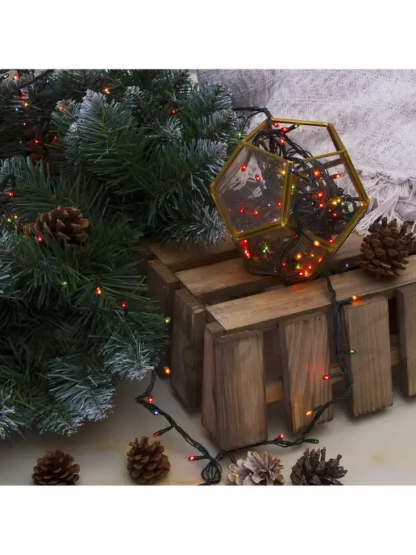 Гирлянда &laquo;Нить&raquo; 7 м, IP20, тёмная нить, 180 ламп, свечение мульти, 8 режимов, 220 В