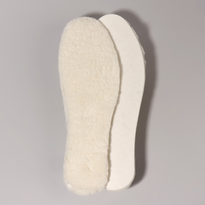 Стельки для обуви, утеплённые, двухслойные, р-р RU до 48 (р-р Пр-ля до 45), 30 см, пара, цвет белый Стельки для обуви, утеплённые, двухслойные, р-р RU до 48 (р-р Пр-ля до 45), 30 см, пара, цвет белый