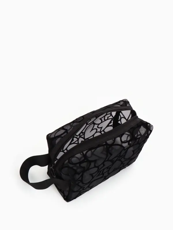 Косметичка Black beauty, с ручкой, на молнии, чёрная