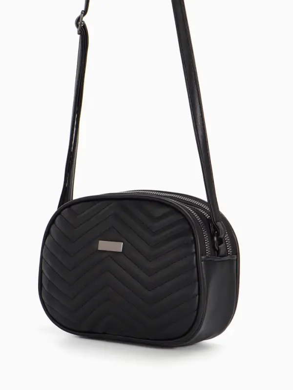 Сумка женская кросс-боди на молнии, 19&times;7&times;15 см, чёрная