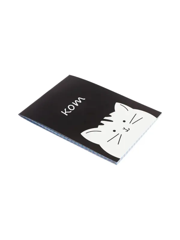 Блокнот А6, 32 листа в клетку на скрепке "Котэ", обложка мелованный картон, блок офсет, МИКС