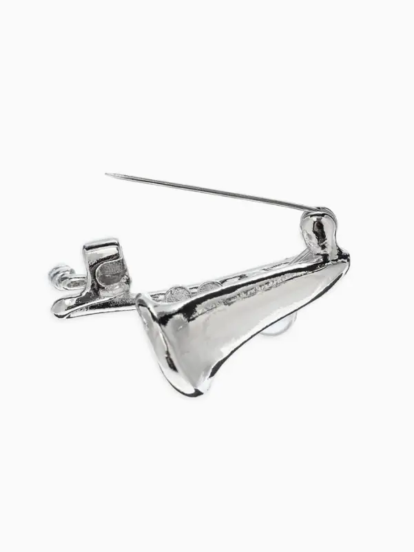 Брошь &laquo;Саксофон&raquo;, музыка, жемчуг, цвет белый в серебре