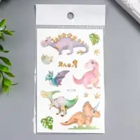 Переводные тату на тело цветные &laquo;Малыши динозаврики&raquo;, с золотом, 12&times;7.5 см, МИКС