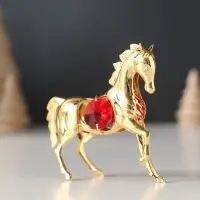 Сувенир Лошадка маленькая с 2-мя красными хрусталиками, 7х2х6 см.