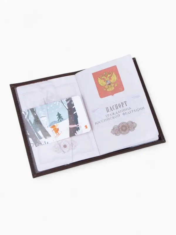 Обложка для паспорта, натуральная кожа, коричневая