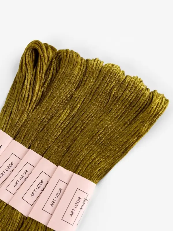 Нитки мулине №831, 8&plusmn;1 м, набор 6 шт., оливковые