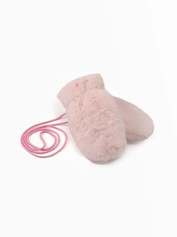 Варежки подросковые MINAKU, пушистые, 20 см цв.розовый