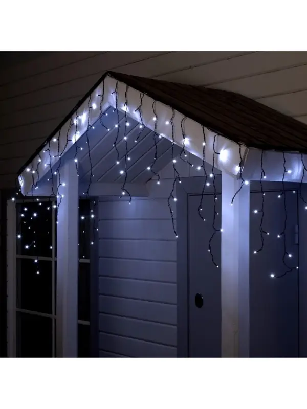 Гирлянда &laquo;Бахрома&raquo; 4&times;0.6 м, IP44, тёмная нить, 180 LED, свечение белое, 8 режимов, 220 В