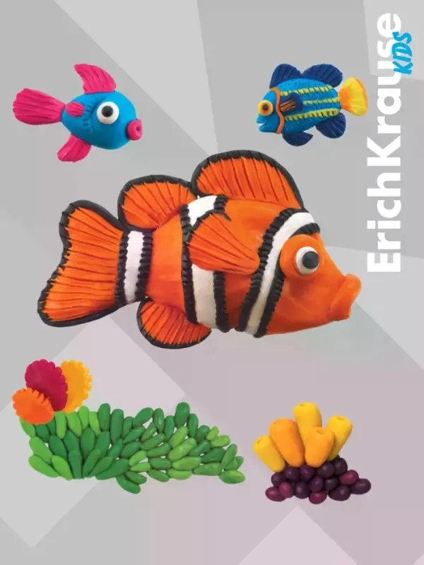 Пластилин 18 цветов, 324 г, ErichKrause &laquo;Kids Space Animals&raquo;, со стеком, в картонной упаковке