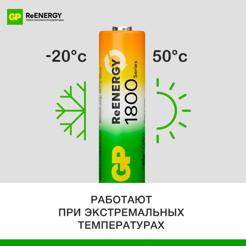 Аккумулятор GP 1800mAh АА 180AAHC-2DECRC2/ 180AAHCRGY-2CRC82 бл/2шт