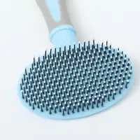 Пуходёрка средняя, 9.5&times;16.5 см, мягкая, с закруглёнными зубьями, пластик, голубая