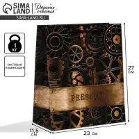 Пакет подарочный ламинированный, упаковка, Steel, ML 23&times;27&times;11.5 см