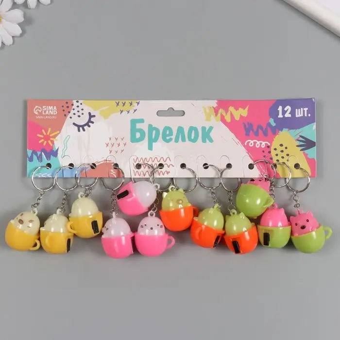 Фонарик свет на кольце Фонарик свет на кольце "Зверёк в скорлупе" МИКС 3,8х3,3х3 см