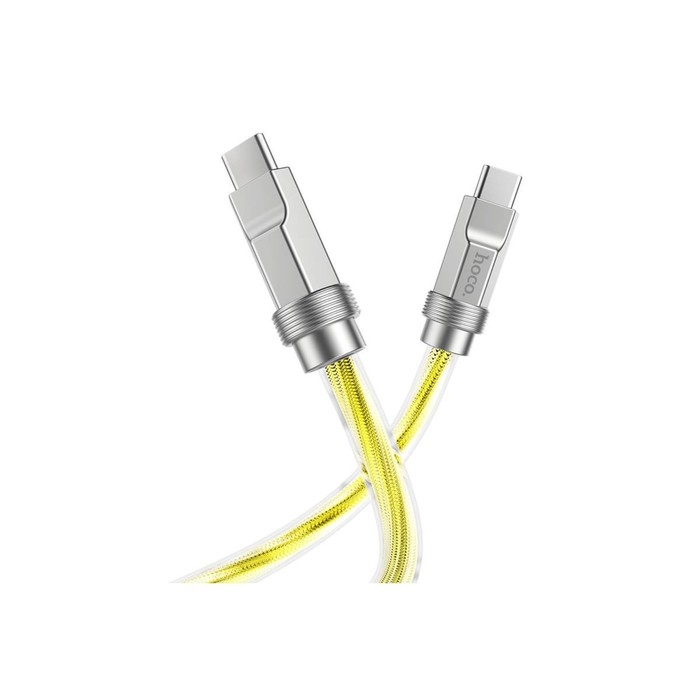Кабель Hoco U113, Type-C - Type-C, 3 А, 1 м, оплётка прозрачный силикон, золотистый Кабель Hoco U113, Type-C - Type-C, 3 А, 1 м, оплётка прозрачный силикон, золотистый