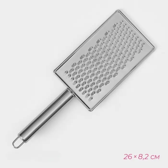 Тёрка для сыра &laquo;Металлик&raquo;, 14&times;8 см, мелкая, с ручкой, серебристая