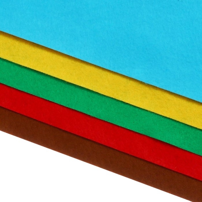 Фетр цветной набор, толщина-2 мм, формат А4, мягкий, 5 листов, 5 цветов, насыщенные цвета Фетр цветной набор, толщина-2 мм, формат А4, мягкий, 5 листов, 5 цветов, насыщенные цвета