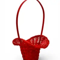 Корзина плетеная 21 х 18 х 14 см, ручка h=15 см, красный "шляпа"