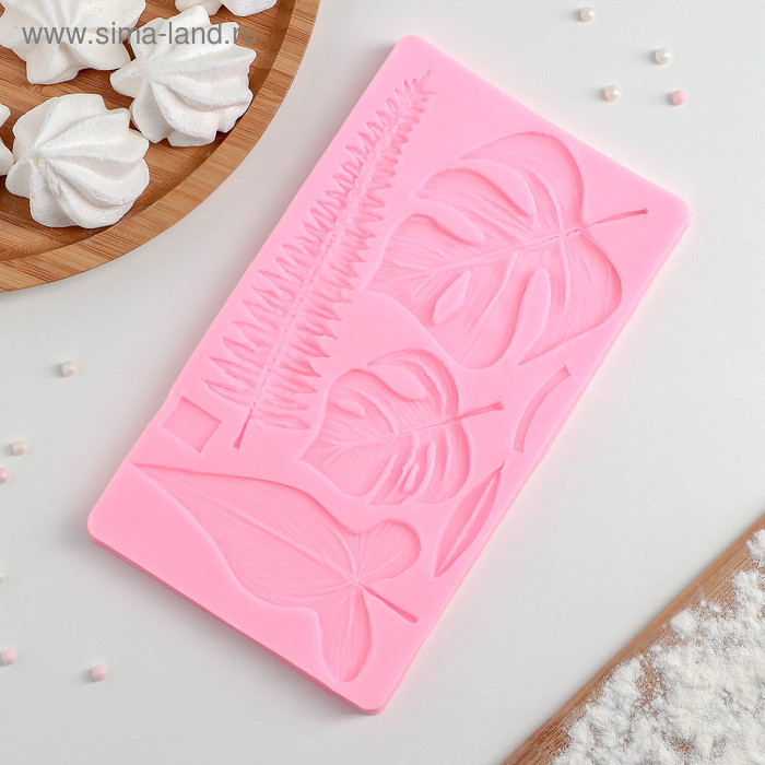 Молд Доляна «Тропические листья», силикон, 20,7×12 см, цвет розовый Молд Доляна «Тропические листья», силикон, 20,7×12 см, цвет розовый