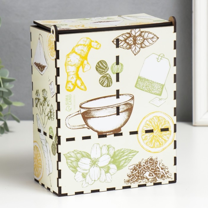 Чайный домик двойной с ящиком Чайный домик двойной с ящиком "Травы" 20х8,7х15,2 см