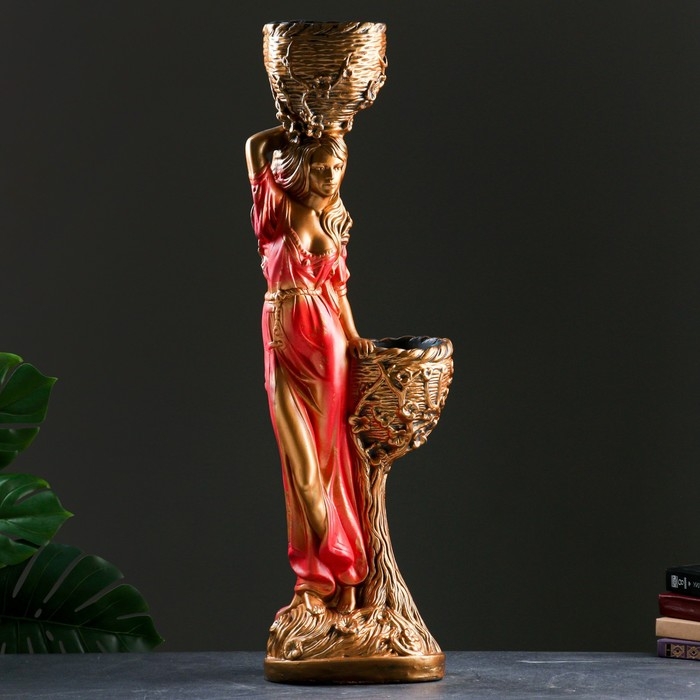 Фигура  Фигура "Девушка с двумя кашпо" красная, 24х30х96см