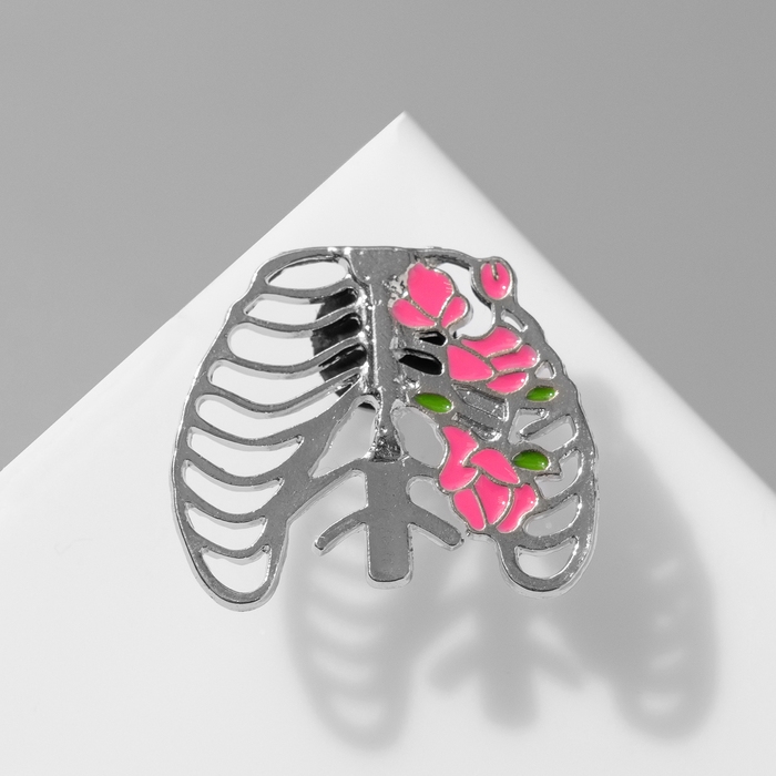 Значок Значок "Грудная клетка", зелёно-розовый в серебре
