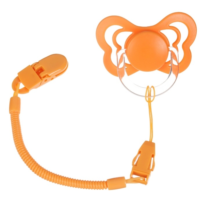 Соска - пустышка ортодонтическая, силикон, +6 мес., с держателем цвет оранжевый Соска - пустышка ортодонтическая, силикон, +6 мес., с держателем цвет оранжевый