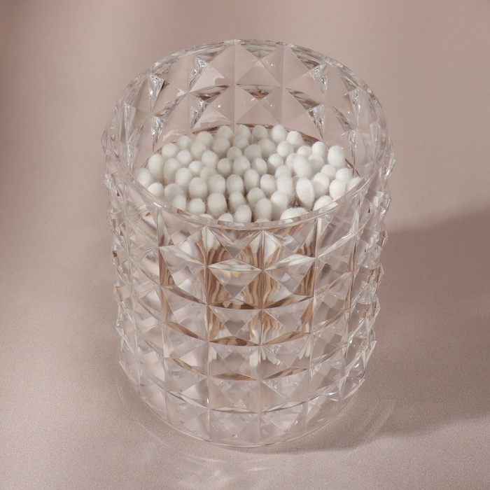 Органайзер для ватных палочек, с крышкой, d = 8 × 12,5 см, в картонной коробке, цвет прозрачный Органайзер для ватных палочек, с крышкой, d = 8 × 12,5 см, в картонной коробке, цвет прозрачный