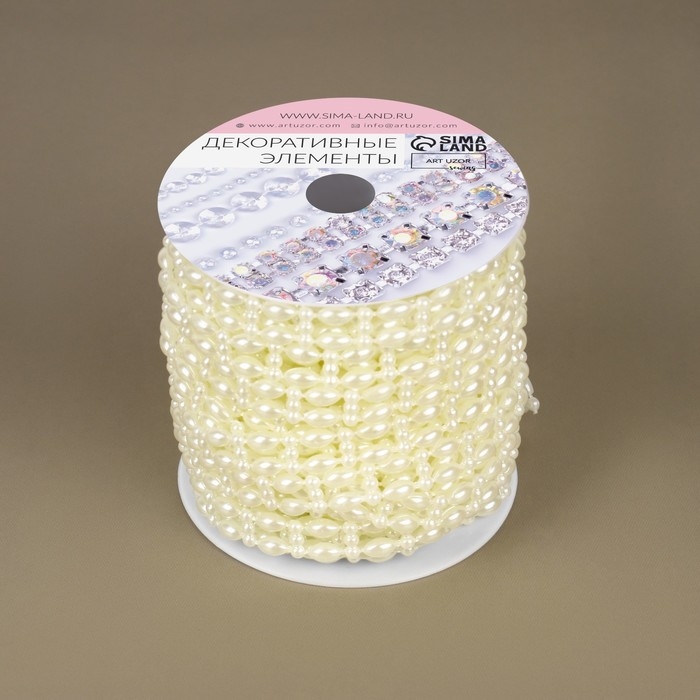 Жемчуг на нитях, плоский, 10 мм, 9 ± 1 м, цвет молочный Жемчуг на нитях, плоский, 10 мм, 9 ± 1 м, цвет молочный