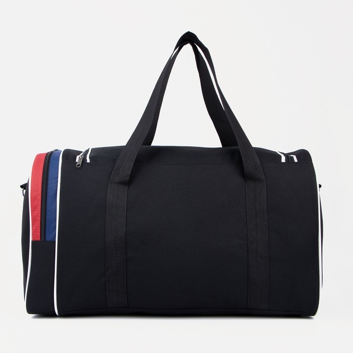 Сумка спортивная на молнии, наружный карман, длинный ремень, большой размер, цвет чёрный