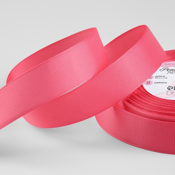 Лента репсовая, 25 мм, 23 ± 1 м, цвет коралловый №25 Лента репсовая, 25 мм, 23 ± 1 м, цвет коралловый №25