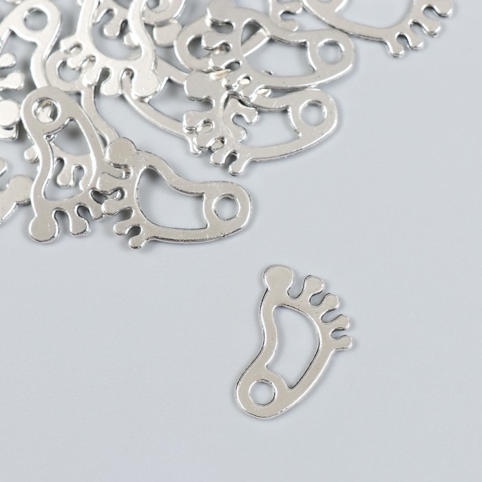 Декор для творчества металл Декор для творчества металл "След" набор 20 шт серебро 1,4х2,2 см