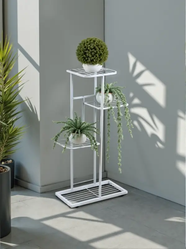 Подставка для цветов Greengo, 4 полки, 43&times;22&times;82 см, напольная, металл, белая