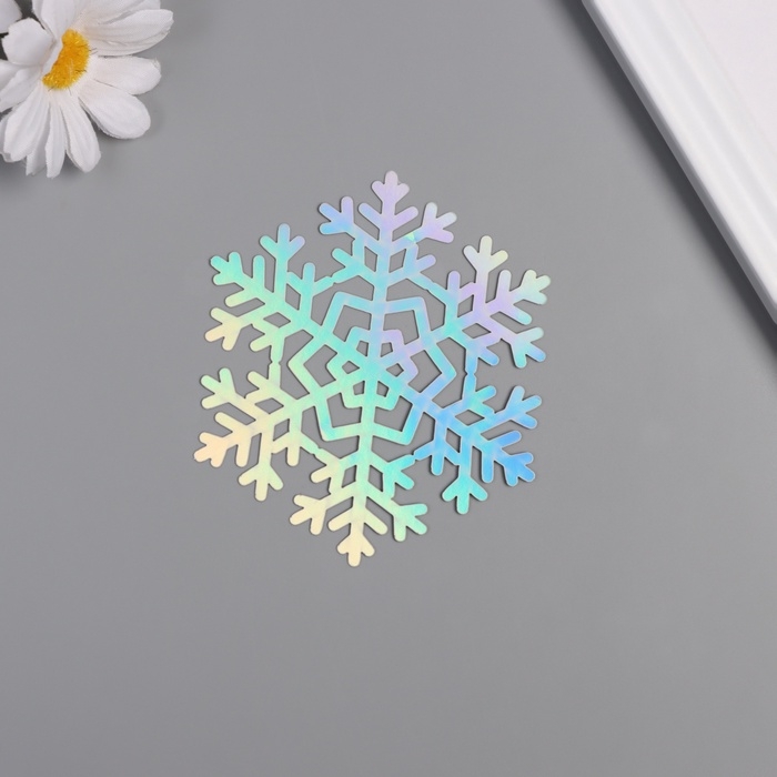 Наклейка бумага, пластик Наклейка бумага, пластик "Снежинки-льдинки" серебро переливы набор 8 шт 9,5х8,5 см