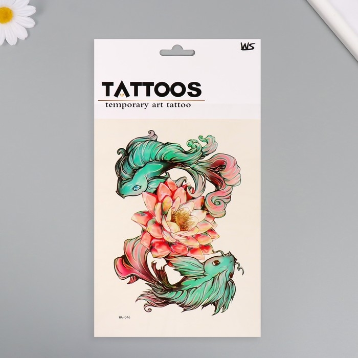 Татуировка на тело цветная Татуировка на тело цветная "Нежные рыбы" 26,1х14,6 см