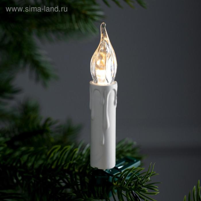 Гирлянда «Нить» 10 м с насадками «Свечи на прищепке», IP20, тёмная нить, 50 LED, свечение тёплое белое, 220 В