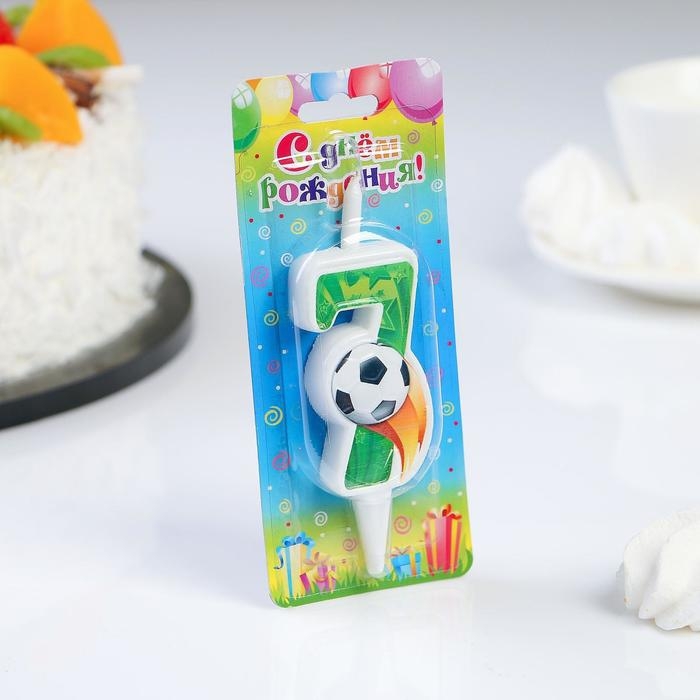 Свеча для торта  Свеча для торта "Футбольная", 10,2 см, зелёная цифра "7"