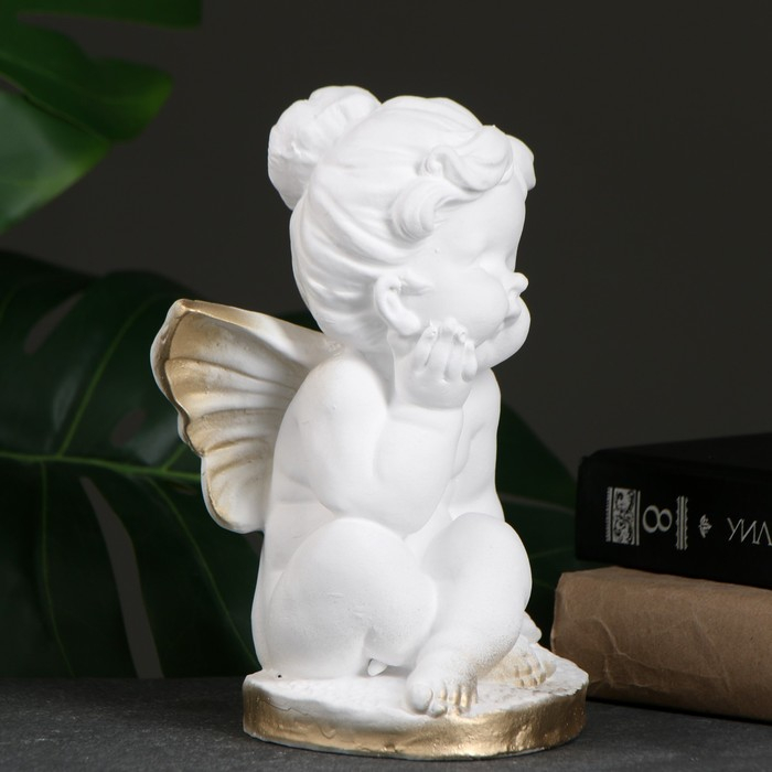 Фигура Фигура "Эльфина сидит" бело-золотая, 12х15х19см