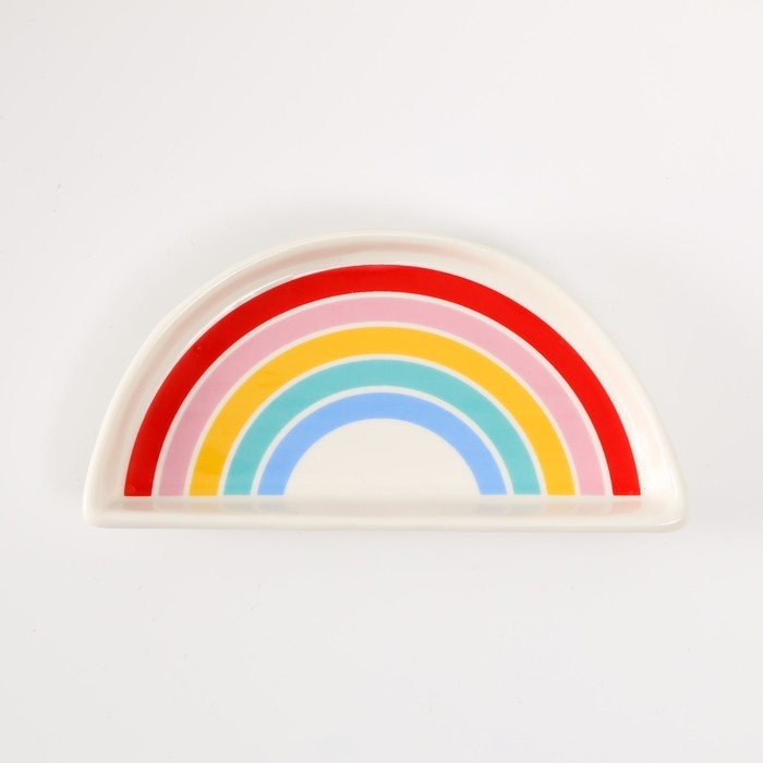 Сувенир керамика подставка под кольца "Радуга" 12х6х1,6 см