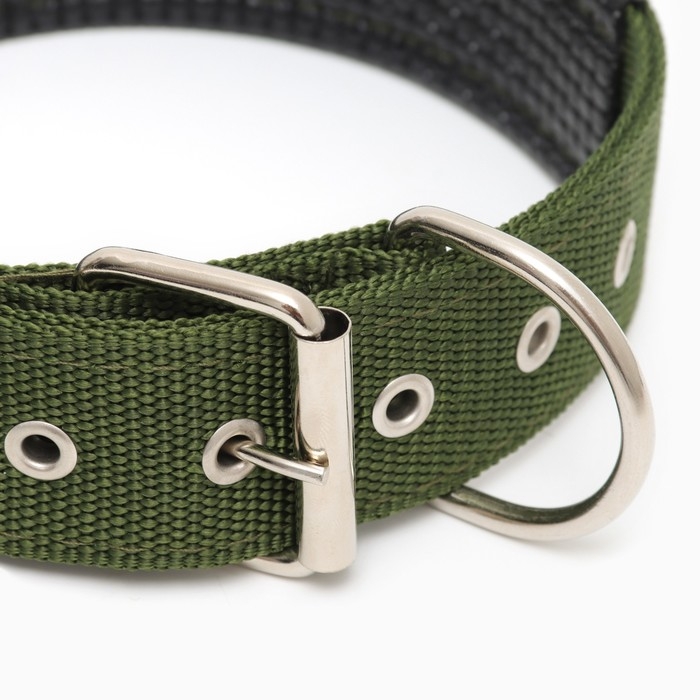 Ошейник  Ошейник "Комфорт" комбинированный, 60 х 4 см, ОШ 44-55 см, темно-зелёный