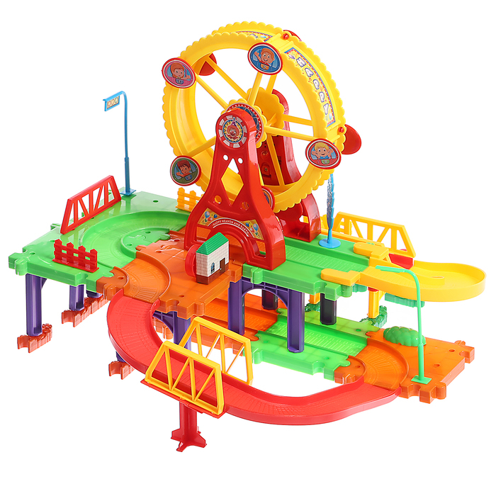 Железная дорога &laquo;Забавное путешествие&raquo;, 2 паровоза, работает от батареек