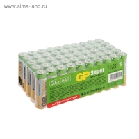 Батарейка алкалиновая GP Super, AA, LR6-50BOX, 1.5В, набор, 50 шт