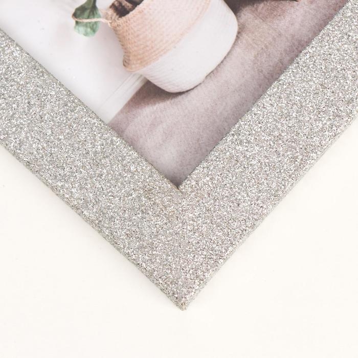 Фоторамка пластик на 2 фото 10х15 см Фоторамка пластик на 2 фото 10х15 см "Блёстки" серебро 18х26,5 см