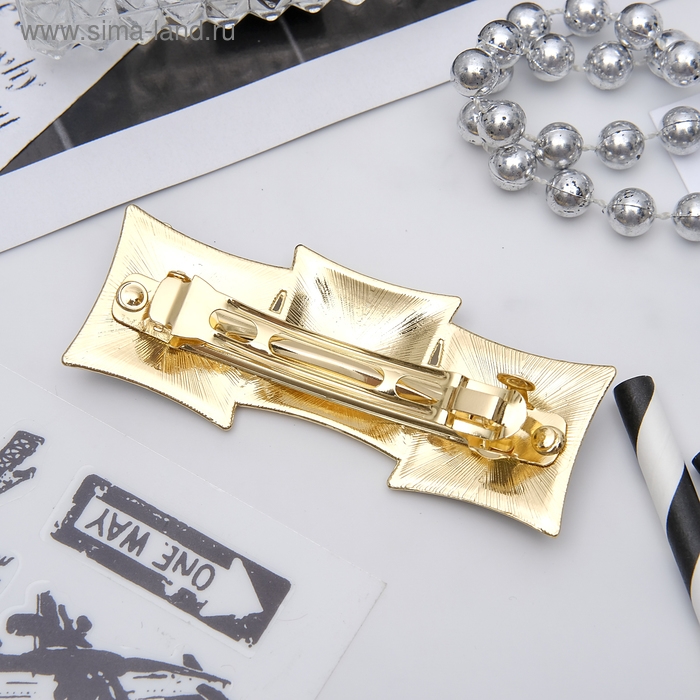 Заколка-автомат для волос Заколка-автомат для волос "Геометрия" три квадрата, 7,5 см, тёмная эмаль