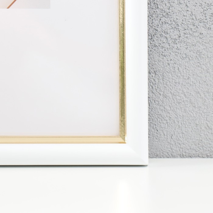 Фоторамка пластик "МИРАМ" 20х30 см, 636461 белый с золотом (пластиковый экран)
